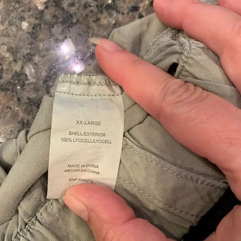 Thread & Supply Paperbag Waist Wide Leg Crop Pants Size XXL Olive Green